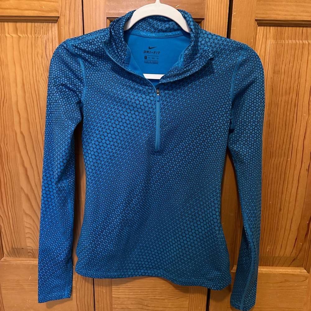 Nike Women's Teal Patterned Long Sleeve Top